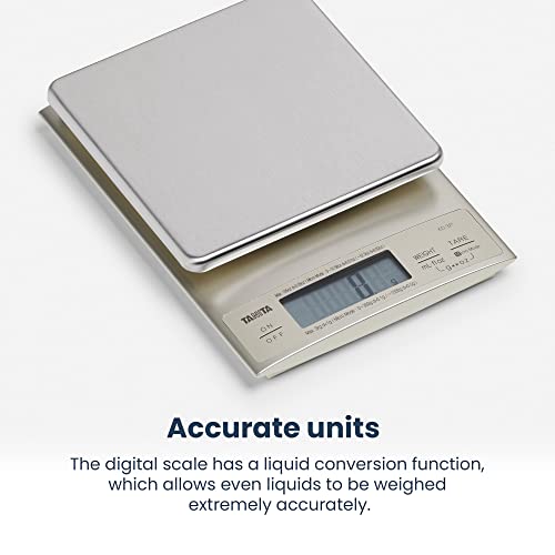 TANITA KD-321 Digital Kitchen Scales – Stainless Steel Food Weighing Scales, 3kg Precision Food Scale, Kitchen Scales Digital for Cooking & Baking, Silver