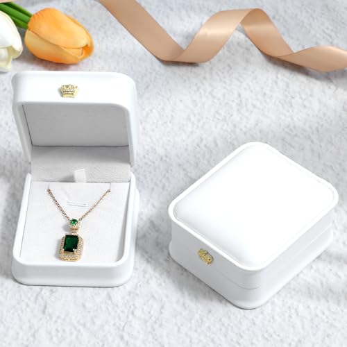 Set of 12 White Necklace Boxes for Jewelry Gift, Premium PU Leather Necklace Jewelry Gift Box with Velvet Interior for Pendant, Engagement, Wedding, Valentine's Day