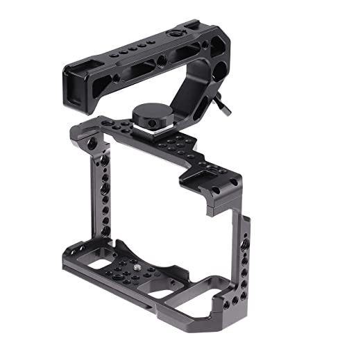 Z5 Z6 Z7 Cage, Hersmay Camera Cage with Top Handle for Nikon Z5/ Z6/ Z7/ Z6II/ Z7II Mirrorless Camera with Cold Shoe,ARRI Handle Locating Holes,Multiple 1/4" 3/8" Screw Holes