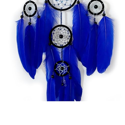 Blue Evil Eye Dream Catcher Wall Decor, Jiyamony Dreamcatcher Hanging Pendant for Home Protection and Blessing Decor with a Car Accessories Evil Eye Charm Gift Blue