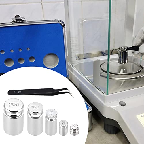 Gram Weight, Calibration Gram Weight Set, 5 Pieces Calibration Gram, (1g, 2g, 5g, 10g, 20g) Precise Adjustment Weight, Calibration Weights Accurate, Calibration Weights with 1 Tweezers