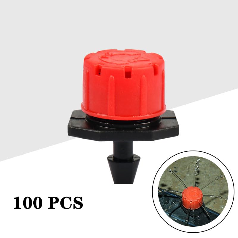 [Australia - AusPower] - 100Pcs 360 Degree Adjustable Irrigation Drippers Sprinklers, 1/4 Inch Emitters Drip for Watering System 100 Pcs Drippers Sprinkler 