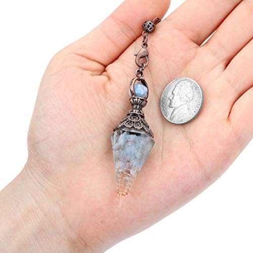 PESOENTH Aquamarine Crystal Pendulum Blue Gemstone Spiritual Hexagonal Pointed Healing Crystals Dowsing Pendulum gifts for Witchcraft Divination Tools