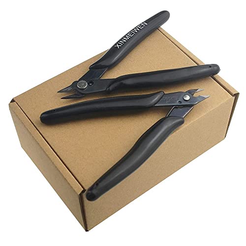 Pack of 5 Small Side Cutters, Mini Wire Cutter, Electronic Cable Cutter, 125 mm Cutting Pliers, for Model Making, Fine Lines, Black 5Pack