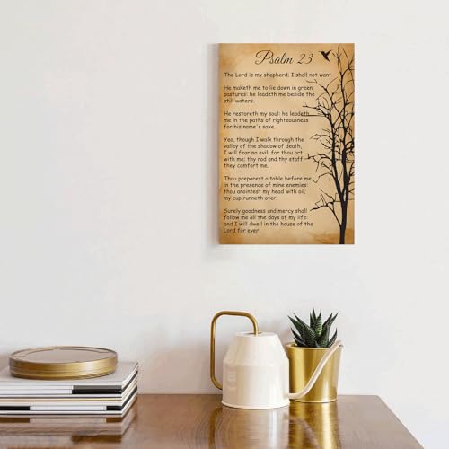 Christian Wall Art Psalm 23 the Lord is My Shepherd Canvas Print Positive Scripture Canvas Painting Home Bedroom Wall Decor Baptism Gift Framed 8 * 12 inch 12"L x 8"W