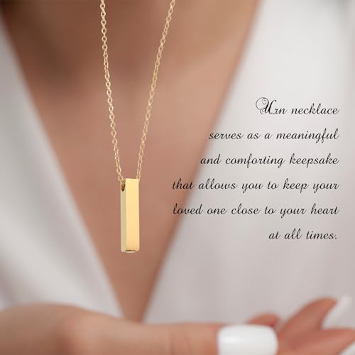 sourcing map Cube Cremation Necklace for Ashes, Urn Ash Memorial Cremation Necklaces Waterproof Keepsake Pendant with Funnel Kit for Ashes of Loved Ones, Pet, Family (Gold Tone)