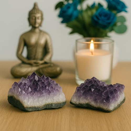 0.75 to 1.25 lb Natural Amethyst Druzy Cluster – Raw Crystal Geodes for Meditation, Reiki & Home Décor – Spiritual Healing Stones – Handpicked from Uruguay 0.75 to 1.25 lb