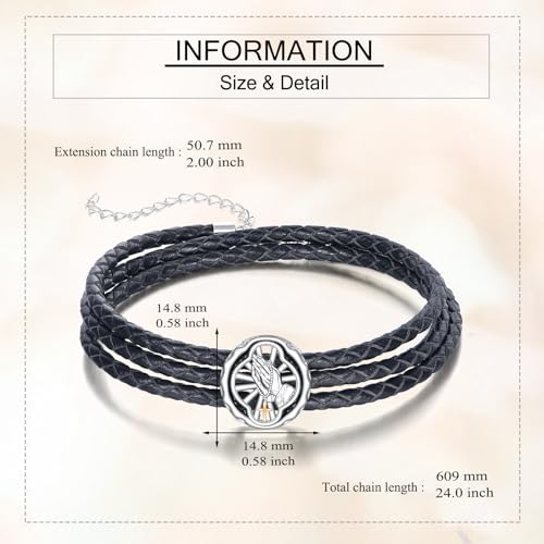 Men Catholic Bracelet Sterling Silver St Benedict/St Christopher/Saint Jude/Praying Hand Bracelet Catholic Jewellery Gifts for Men Praying Hand