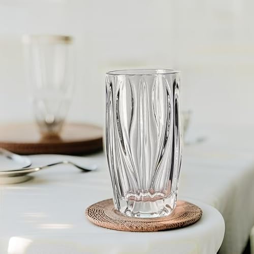 14oz Heavy-Duty Highball Glasses Set of 4 - Chip-Resistant Rim, Mom-Tested, Dishwasher Safe for Daily Roasts & Reunions 14oz