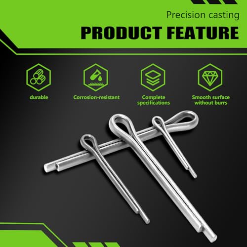 ROSINL 122-piece metric clevis pin and cotter pin assortment in 15 sizes, organized in a storage case