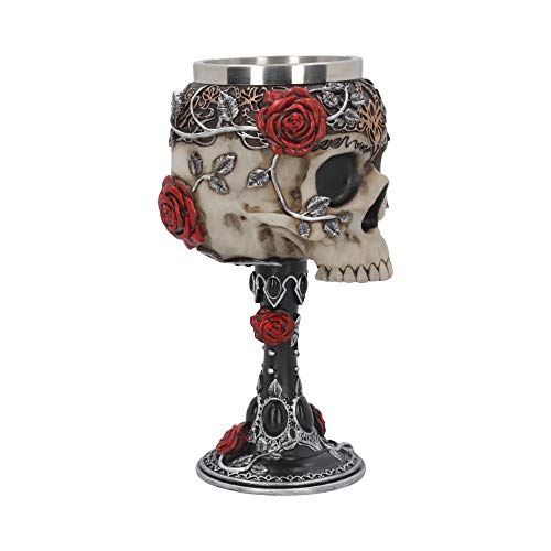Nemesis Now B4327M8 Gothic Roses Goblet 18cm Black, Resin w/stainless steel insert, One Size