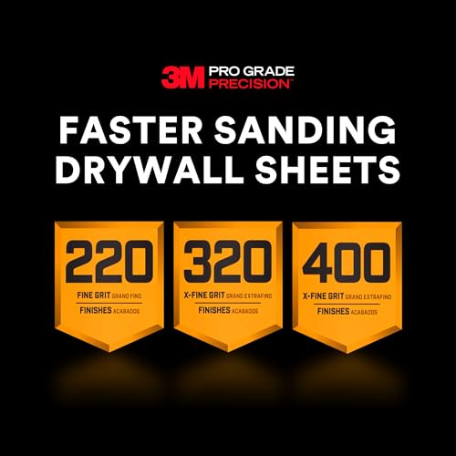 3M Pro Grade Precision sanding sheets, 9 x 11-inch, assorted 220/320/400 grits with no-slip grip backing