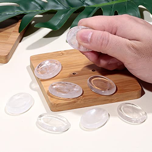 SUNYIK Pack of 4 Oval Rock Quartz Thumb Worry Stone Set for Anxiety Stress White