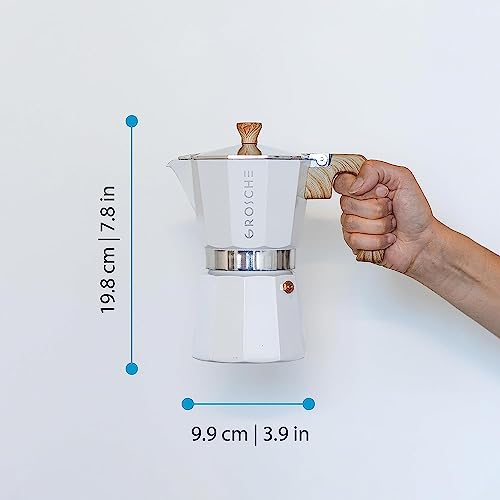 GROSCHE Milano Stovetop Espresso Maker Moka Pot 6 espresso Cup 9.3 oz White 6 espresso cups