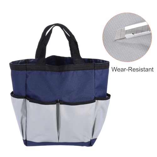 HARFINGTON 2pcs Garden Tool Bag 9.5" x 5.9" x 11.8" Large Oxford Cloth Bag with Pockets Garden Tote Bag Gardening Plant Tool Organizer Storage Carrier Store for Outdoor Women Men, Blue