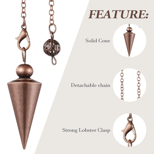 Hicarer 4 Pieces Copper Metal Pendulum for Dowsing, Classic, Bronze Colored