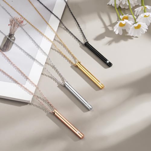 XIUDA Urn Necklace for Ashes Stainless Steel Cremation Necklace with Crystal Memorial Pendant Necklace gold