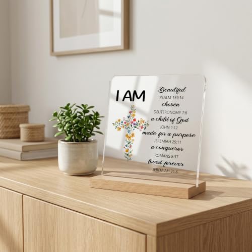 Baptism Confirmation Gifts for Women,Inspirational Religious Christening Acrylic Decor Sign,Happy First Communion Christian Decor Baptism