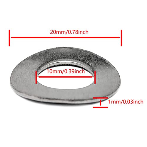 M10 304 stainless steel wave spring lock washer assortment kit, 50 pieces