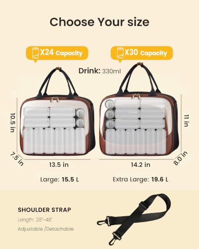 LOVEVOOK Insulated Lunch Bag for Women,Large Adult Lunch Box Cooler with Anti-Shifting Triangular Lid,Fixing Buckle for 40oz Tumbler,Wide Opening Tote Bag for Work Picnic Beach Family Nurse Teacher Black / Off White / Brown X Large-19.6L