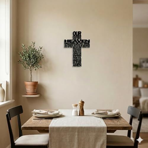 Metal Cross Wall Art Decor - Rustic Farmhouse Decor, Black Room Decor 11.6"L x 7.8"W