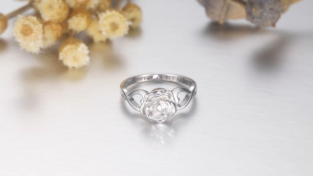 Rose Flower Cremation Urn Ring Holds Loved Ones Ashes 925 Sterling Silver Cremation Keepsake Ring Jewelry for Women Mom rose cremation ring 8