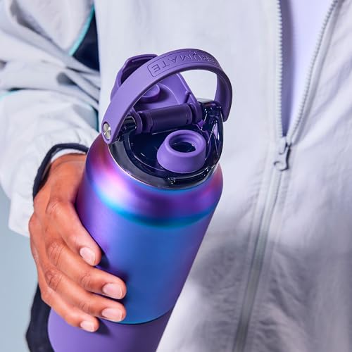 BrüMate Rise 35oz Water Bottle With 100% Leakproof Covered Silicone Straw | Insulated Stainless Steel Water Bottle With Removable Straw | Fast Flow | Soft Sip Silicone Spout | BPA-Free (Dark Aura) Dark Aura 35 Ounces