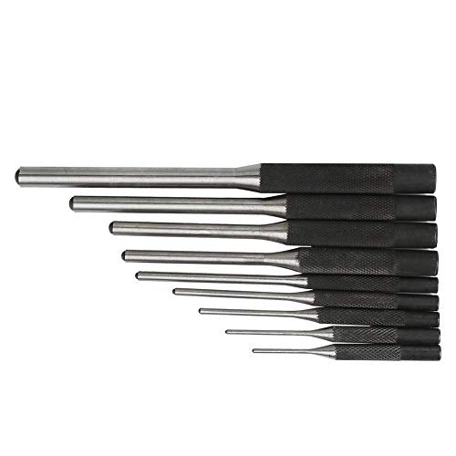 9Pcs Roll Pin Starter Punch Set for Gunsmithing, 40CR Metal Steel Roll Pin Punch Set for Automotive Gunsmithing Watch Jewelry & Craft Repair, Mechanics Professional Tool Kit