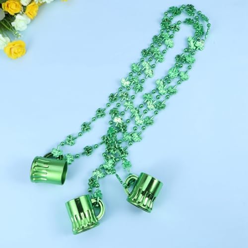 4pcs Saint Patrick Clover Necklace Plastic Beaded