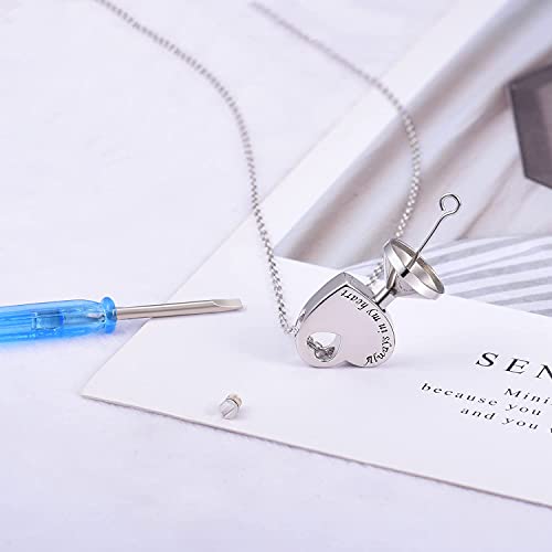 925 Sterling Silver Heart Cremation Necklace Urn Pendant for Ashes with Filling Kit Gift Box Memorial Jewelry for Loved Ones Pet Always in my heart