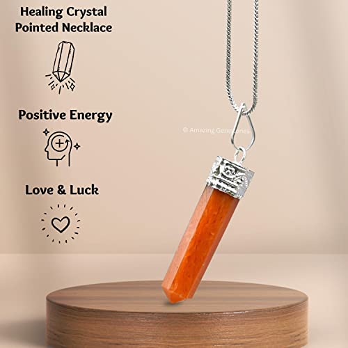 Handmade Cap Pencil Pendant Silver Carnelian