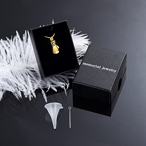 Boxing Glove Shape Stainless Steel Ashes Keepsake Cremation Jewelry for Ash Cool Cremation Pendants for Ashes Cremation Necklace Gold