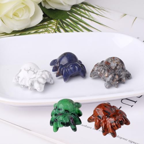 Erliway 1.2" Purple Fluorite Crystal Spider Figurine Animal Statue