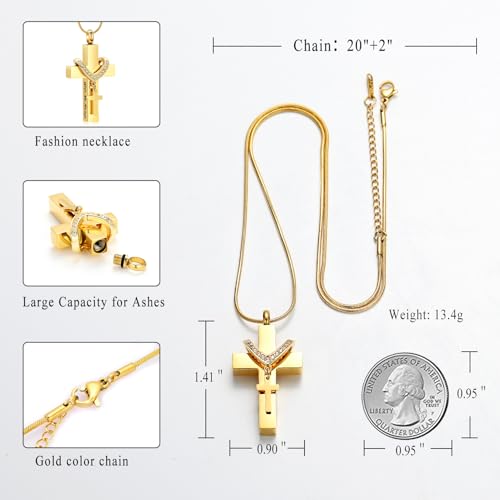 Cremation Jewelry for Ashes Pendant - Cross Urn Necklace With Me Always