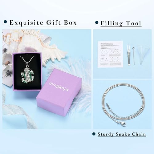 Frog Urn Necklace for Ashes Animals Cremation Jewelry Stainlee Steel Memorial Necklaces Keepsake Jewelry Ashe Holder Pendant for Human Ashes with Filling Kits Green