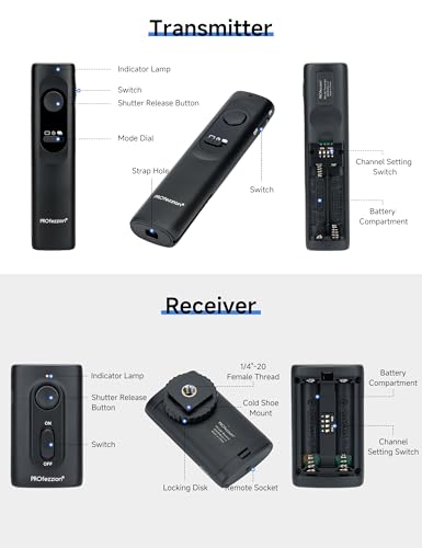 PROfezzion 164ft Remote Shutter Release Wireless for Select Canon Cameras For Canon RS-80N3