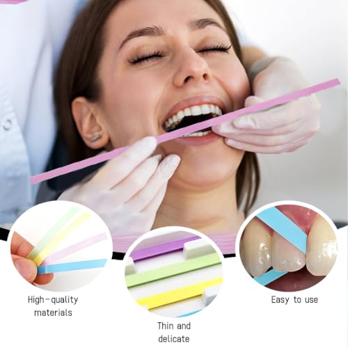 Pack of 60 Teeth Sandpaper for Spaces, Tooth Sandpaper 15 x 4.5 cm, Dental Sanding Strips Polishing Strips Teeth Polishing Finishing Gloss Contouring Tool Kit for Deep Cleaning of Teeth