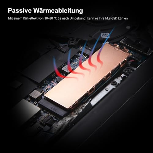 M.2 Heatsink 2280 SSD Copper 74 x 22 x 0.8 mm | Heat sink with silicone-based thermal pad for cooling M.2 SSD NVME laptops