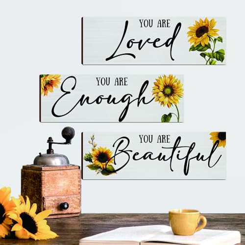 9PCS Wall Decals Decor You are Loved Wall Art Quotes Farmhouse Sunflower Wall Sticker for Living Room Kitchen Bedroom Bathroom