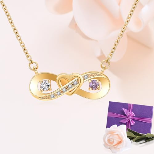 Minicremation Cremation Urn Necklace for Ashes Infinity Heart Symbol Necklace for Women Dainty Forever Love Heart Pendant Birthstone Memorial Jewelry Pendant for Ashes for Women Girls Gold-White
