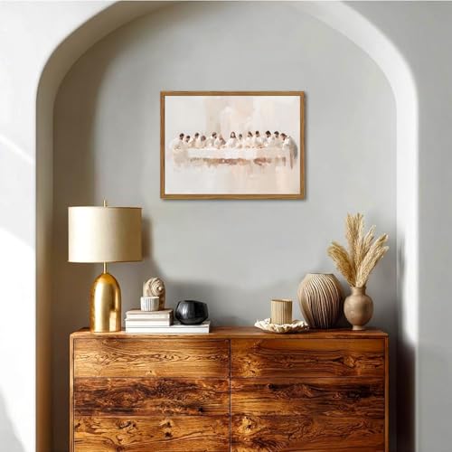 Jesus Last Supper Wall Art, Christian Wall Decor Paintings, Christ Pictures Religious Home Decor for Living Room Dining Room Church Prayer Room Bedroom 12x16 inch Framed 16"L x 12"W
