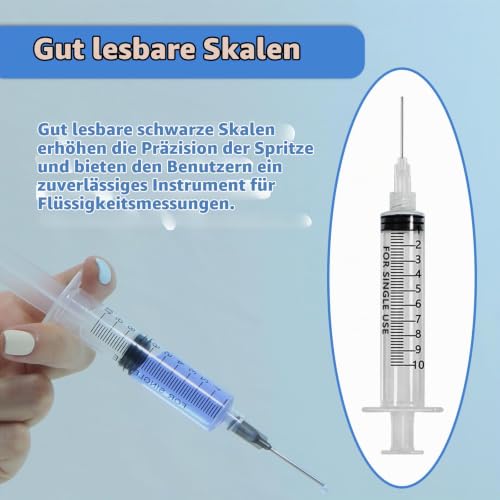 Luer Lock Syringe 10 ml Screw Cap Syringe Reusable Pack of 12 | Threaded Syringe with 14-27G Dosing Needles and Caps Blunt Needle, Dosing Feeding Syringe for Pet Feeding Watering