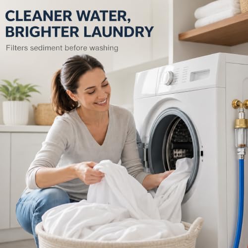 Binboov 2-pack washing machine water filter, reusable 50 micron sediment filter, faucet mount design
