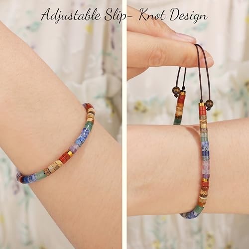 JoycuFF Inspirational Gifts for Women Get Well Soon Thinking of you Gift for Women Healing Natural Stone Bracelets 7 Chakras