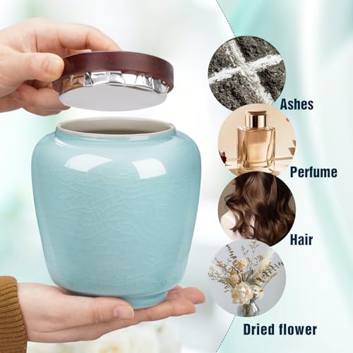 Abooxiu Medium Urns for Human Ashes Cremation Urns Keepsake Urn for Ashes, Ceramic Ice Crack Memorial Decorative Handcrafted Burial Funeral Urns for Adult Male Female Man and Woman Non-Customized