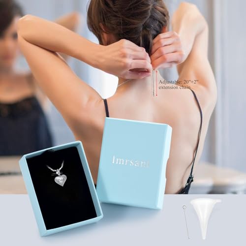 Imrsanl Small Heart Urn Necklace for Ashes Cremation Jewelry for Women Stainless Steel Pendant Memorial Ash Holder Loved Ones Keepsake Silver-Dad
