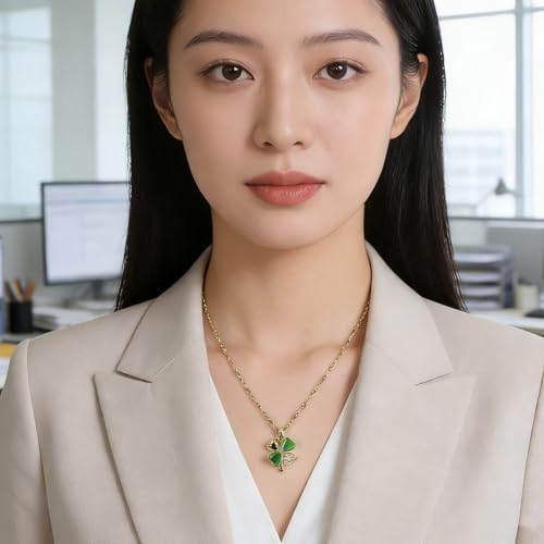 Green Clover Pendant Necklace Titanium Steel Women Jewellery
