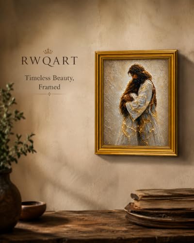Christian Canvas Wall Art Framed Jesus Embrace Spiritual Artwork 16x12Inch Christian Texture Canvas 27 16"L x 12"W