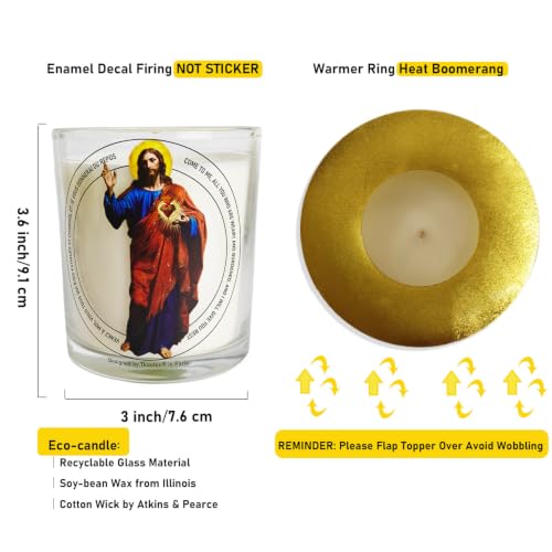 Sacred Heart of Jesus Soy Prayer Unscented Candle 50H with Warmer Ring The Sacred Heart of Jesus