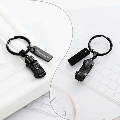 XSMZB Mini Car Cremation Jewelry Memorial Urn Necklace for Ashes Stainless Steel Pendant Human Pet Ashes Holder Keepsake Gift for Men Women Black Keychain